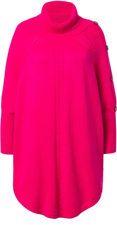 MIAMODA - Dames - Pullover poncho-stijl kabelpatroon puntzoom - Neon bes - Maat 50+