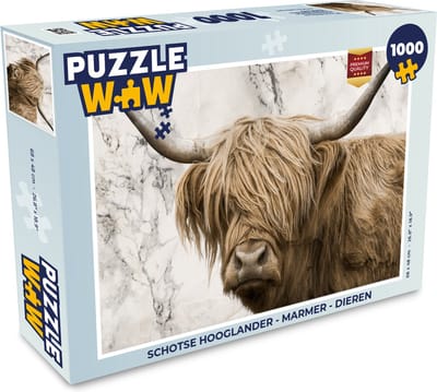 Puzzel Schotse hooglander - Marmer print - Dieren - Legpuzzel - Puzzel 1000 stukjes volwassenen