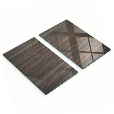 Set van twee glazen snijplanken met houtnerfstructuur, 2x30x52 cm