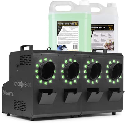 BeamZ Cyclone400 Rook- en bellenblaasmachine combi - 48 RGBW LED’s - Incl. 5L vloeistof