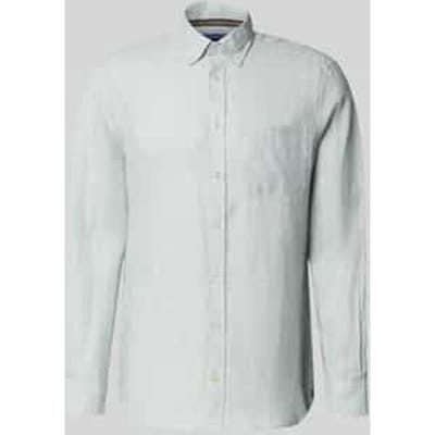 Slim fit linnen overhemd met borstzak