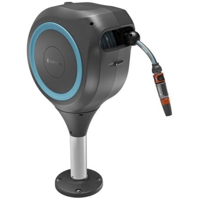 Gardena Patio slangbox RollUp S, 15 m slang, turkoois, automatisch oprolbaar
