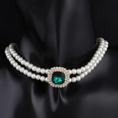 Luxe Nieuwe Mode Kristal Micro Pavé Zetting 3 Laags Parel Kettingen Kettingen Voor Vrouwen Bruiloft Feest Accessoires Sieraden black