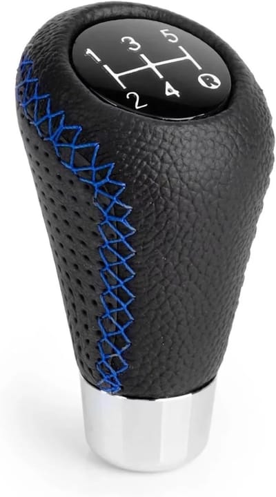 Schakelpook - Handmatige schakelpook - 5-versnellingsbak - schakelpook - handgeschakelde transmissie - leren zwarte stiksels - universele schakelpook (blauw)