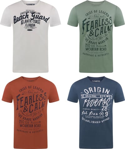 riverso Heren T-Shirt RIVLeon 4 Pack regular fit Veelkleurig M Ronde Hals Volwassenen - gemaakt van 100% katoen