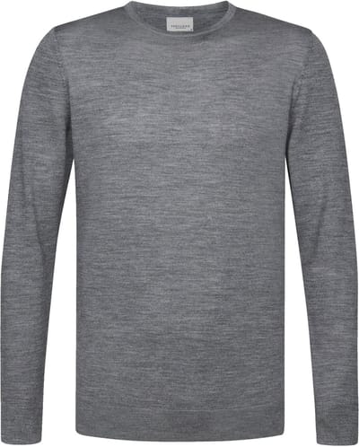 Profuomo Pullover Merinowol Grijs - Maat M - Heren - Pullovers