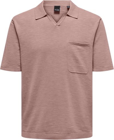 Only & Sons Poloshirt Onsace Reg 12 Ss Slub Polo Knit 22019517 Burlwood Mannen Maat - S
