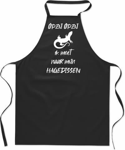 Keukenschort - Kookschort - BBQ schort - Cadeau - verjaardag en feest - zwart - 100% katoen - zwart - Opzij Opzij ik moet naar mijn - Hagedissen