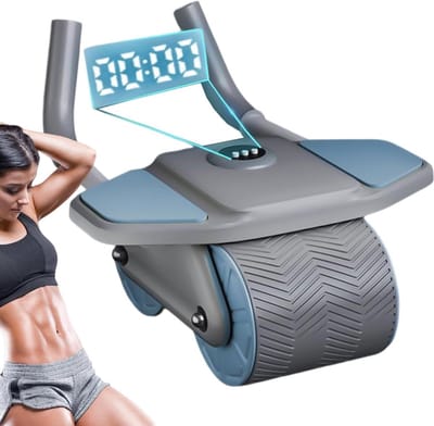 Buikspierroller - AB-roller Fitnesswiel - Core Training - Intelligente Timing Functie - 123 mm Wielnaaf - Blauw