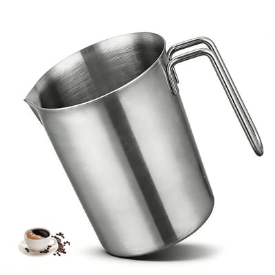 Maatbeker 1 liter: 304 roestvrij staal maatbeker, maatkan met schaalverdeling, vaatwasmachinebestendig, voor keuken, bakken, koffie en melkdranken (zilver)