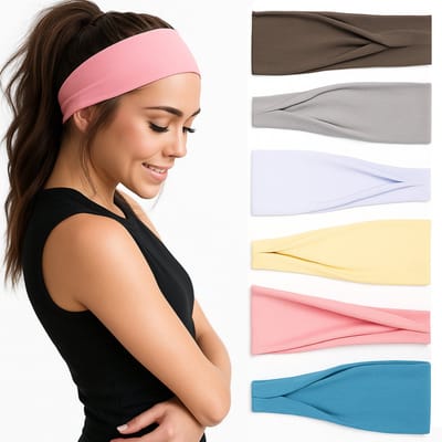 BOTC Haarband - 6 Stuks - Sport Hoofdband dames en heren - Dames haarbanden - Hoofdband dames - Volwassenen - Elastisch antislip - Yoga - Hardlopen