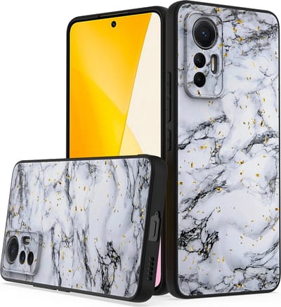 LuxeBass Siliconen hoesje met print geschikt voor Xiaomi 12 Lite - Marmer White - telefoonhoes - gsm hoes - telefoonhoesje