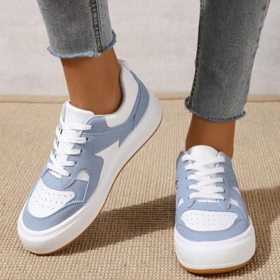 Kleine Witte Schoenen Kinderen Lente en Herfst Nieuw Ins Trendy Dikke Zool Veelzijdig Laag Model Ademend Casual Sportschoenen 41 meer blauwe kleur