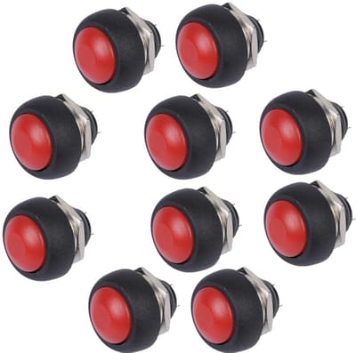 Dailygoody - Moment Schakelaar - Rode Rocker Push Button - Geschikt voor auto en truck - 10x 12mm - Schakelaars voor voertuigen - Betrouwbare bedienin