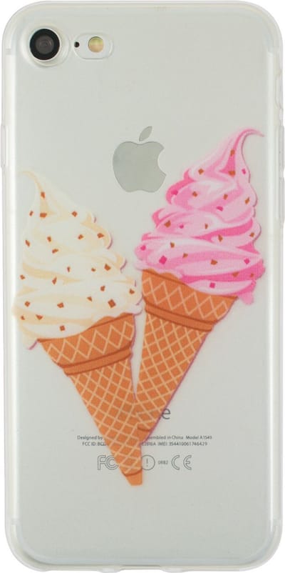 Peachy Softijs geschikt voor iPhone 7 8 SE 2020 SE 2022 TPU case hoesje - Roze Wit doorzichtig ijsje