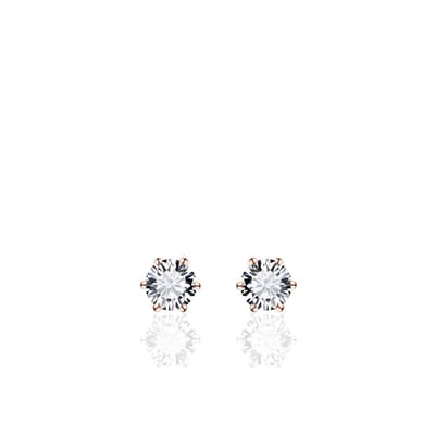 Jewels Inc. - Oorbellen - Oorstekers Solitaire gezet met Zirkonia - 6mmØ - Roségoud Verguld Zilver 925