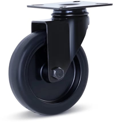 Meubel zwenkwiel zwart met topplaat - 100mm - 90kg