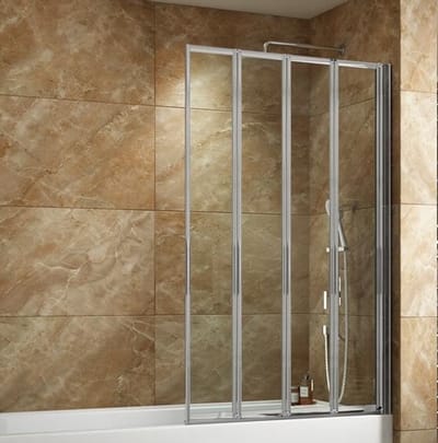 4-delig Inklapbare Badwand 85 x 140 cm - 4 mm Veiligheidsglas - Plaatsing Links of Rechts - Anti-kalk Coating