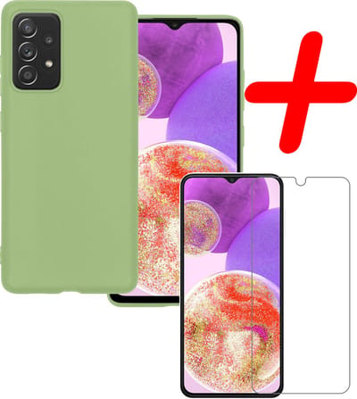 Hoesje Met Screenprotector - Geschikt voor Samsung Galaxy A23 - Sterk & Shockproof - Back Cover - Siliconen Case - Telefoon Hoes - Groen