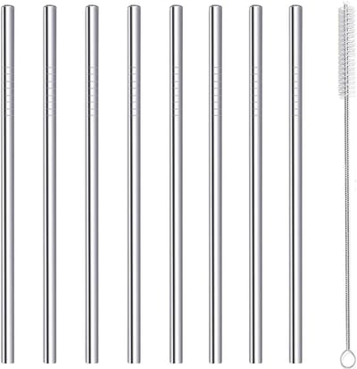 Thijox - Korte Metalen Rietjes Herbruikbare RVS Cocktail Rietjes 160mm - 8 Stuks - Ideaal voor Cocktails, Thee, Frisdranken - Vaatwasmachinebestendig