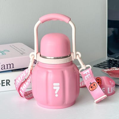 Mode Eenvoudige Dubbele Drink Pompoenbeker Grote Capaciteit Roestvrijstalen Thermosbeker Outdoor Draagbaar Draagbare Potbuikbeker 480ML