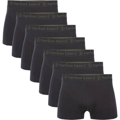 Bamboo Basics Heren Bamboe Trunk Boxershorts Liam (7-pack) - Zwart - Ondergoed Heren - Boxershort Heren Korte pijp - Maat S