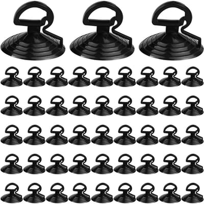 Daity 48 Pack - Zuignap voor autoruiten - Zuignappen voor zonnekleppen - Herbruikbare zuignappen - voor keuken - badkamer - kantoor - glazen ramen - auto-accessoires (zwart)
