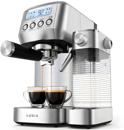 Dailygoods- Espressomachine 20 Bar - Koffiemachine met Automatische Melkopschuimer - Cappuccino/Latte Macchiato - RVS - Thuis Barista - Eenvoudig schoon te maken - Koffiezetapparaat