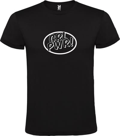 Zwart t-shirt met 'Girl Power / GRL PWR' print Wit Maat XS