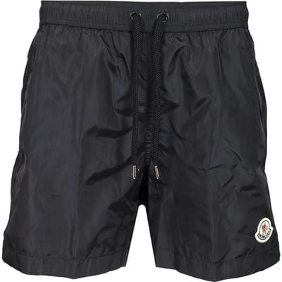 Moncler Logo Patch Trekkoord Zwembroek Heren zwemkleding Blauw K2-091-2C00006-53326-743 S black