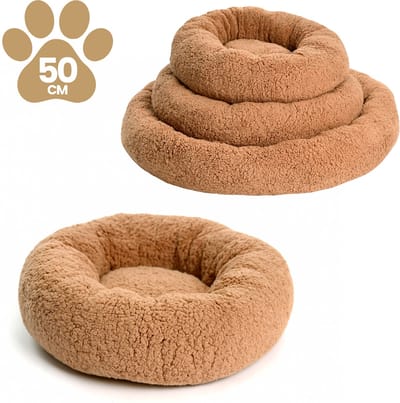Dogs&Co® Donut Teddy 50cm Bruin - Hondenmand - Kattenmand - Zachte fluffy mand voor hond - Wasbaar - Ronde Hondenmand - Antistress