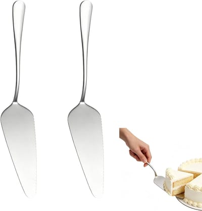 SnelShoppen - 2 stuks taartschep met scherpe taartschep 23 cm - Robuust roestvrij staal, vaatwasmachinebestendig, ideaal voor snijden en serveren van