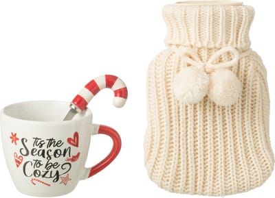 J-Line mok + lepel + warm waterkruik - keramiek - mix - giftbox
