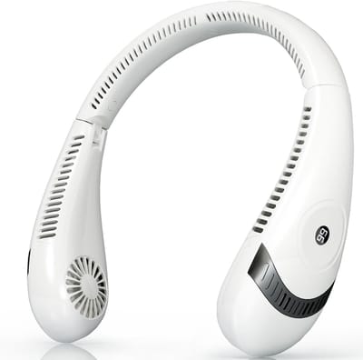 Nekventilator-Draagbare-Opvouwbare-Bladloze nekventilator-Intelligent digitaal LED-display-3 instelbare snelheden-Oplaadbare 4000 mAh-batterij-Opvouwbare-Handsfree USB-ventilator voor reisbenodigdheden