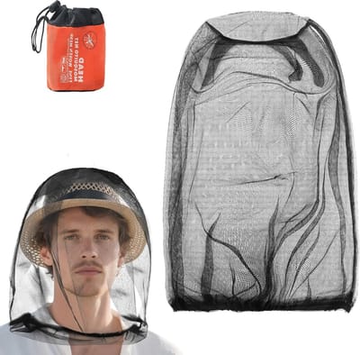 Mosquito Net voor Hoofdbescherming - Insectenbescherming voor Kamperen, Wandelen, Vissen en Tuinieren - Geschikt voor Alle Hoeden voor Mannen en Vrouwen (Zwart)