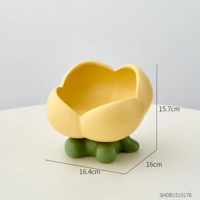 Moderne Stijl Keramisch Bloemvormig Opbergbakje Sleutelcontainer Desktop Opbergdoos Organizer Woondecoratie en Organizer Cadeau beige