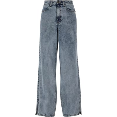 Urban Classics - Wide Leg Slit Denim tinted lightblue washed Broek rechte pijpen - Taille, 26 inch - Blauw