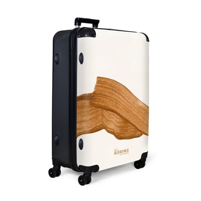 NoBoringSuitcases.com® - Koffer groot - Reiskoffer lichtgewicht - Beige met golvende goudbruine veeg - Rolkoffer met 4 wielen - Grote trolley XL - 98 liter bagage