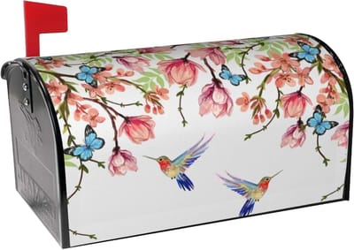 Brievenbushoezen - Brievenbus Wraps - Tuin Decoratie - Dubbelzijdig Bedrukt - 53.3 x 45.7 cm - Blauweregen Magnolia Kolibrie Vlinder