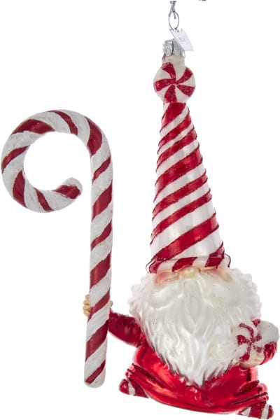 Kurt S. Adler Kerstornament - Pepermunt Swirl Gnoom - glas - rood wit - 13cm