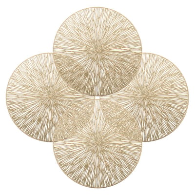 QTTVBTNA - 4-delige Set Placemat - PVC - Herbruikbaar en hittebestendig - Tafelaccessoire - Tafeldecoraties - Goud - Ø38cm