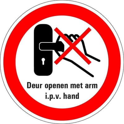 Deur openen met arm i.p.v. hand sticker 300 mm