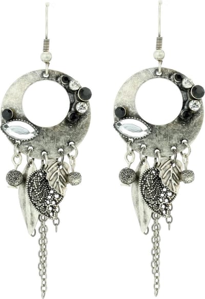 Behave - Oorhangers met blaadjes en grijze steentjes - boho festivalstijl