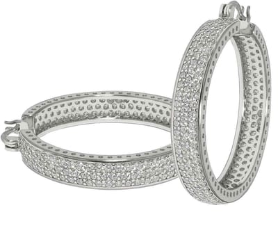 Juwelier Zwartevalk zilveren (gerhodineerd) oorbellen met zirkonia - 22.193/40mm