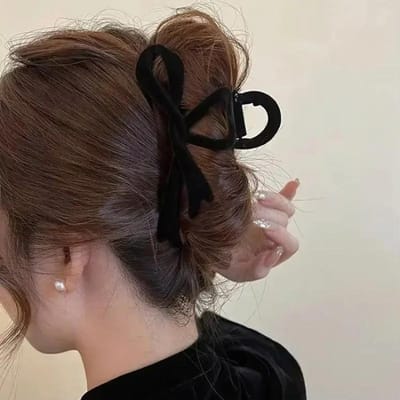 Barrettes à nœud en velours rouge Automne Hiver Femmes Pince à cheveux Élégante Française Épingle à cheveux Accessoires pour cheveux Coiffure féminine Cadeau noir