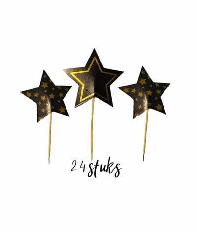 Cocktail Prikkers Sterren - oudjaars prikkers - oud en nieuw prikkers -Goud - 24 stuks