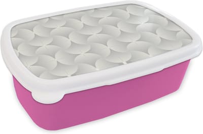 Broodtrommel Roze - Lunchbox Patronen - Zilver - Retro - Brooddoos 18x12x6 cm - Brood lunch box - Broodtrommels voor kinderen en volwassenen