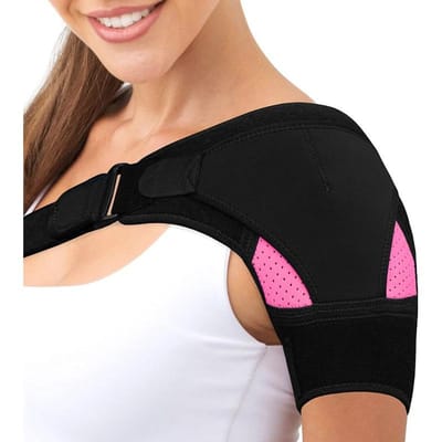 Schouderbrace met Drukkussen Neopreen Schoudersteun Schouderpijn IJszak Schouder Compressiekous Hoge Kwaliteit Praktisch Dagelijks Gebruik L roze
