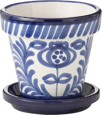 J-Line bloempot Granada Handmade + Painted - keramiek - blauw - small - Ø 21 cm