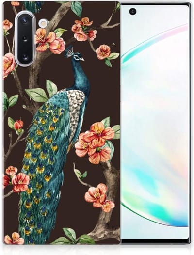 Samsung Galaxy Note 10 TPU Hoesje Pauw met Bloemen